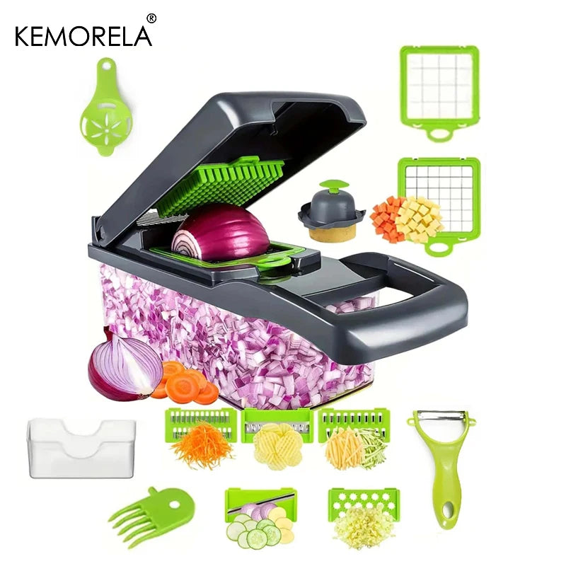 14/16 in 1 Multifunctional Vegetable Chopper Onion Chopper Handle Food Grate Food Chopper Kitchen Vegetable Slicer Dicer Cut