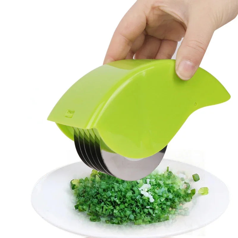 Stainless Steel Blade Kitchen Vegetable Chop Herb Rolling Roll Rollers Mincer Manual Hand Scallion Cutter Slicers Household