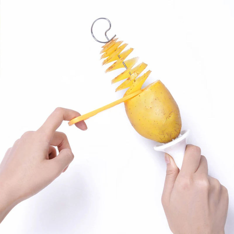 Spiral Potato Cutter Twisted Slice Potato Tower Whirlwind Potato Cut Diy Creative Fruit and Vegetable Spiral Slicer for Kitchen