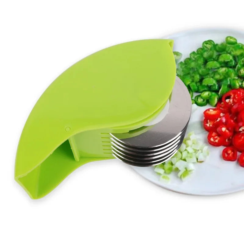 Stainless Steel Blade Kitchen Vegetable Chop Herb Rolling Roll Rollers Mincer Manual Hand Scallion Cutter Slicers Household