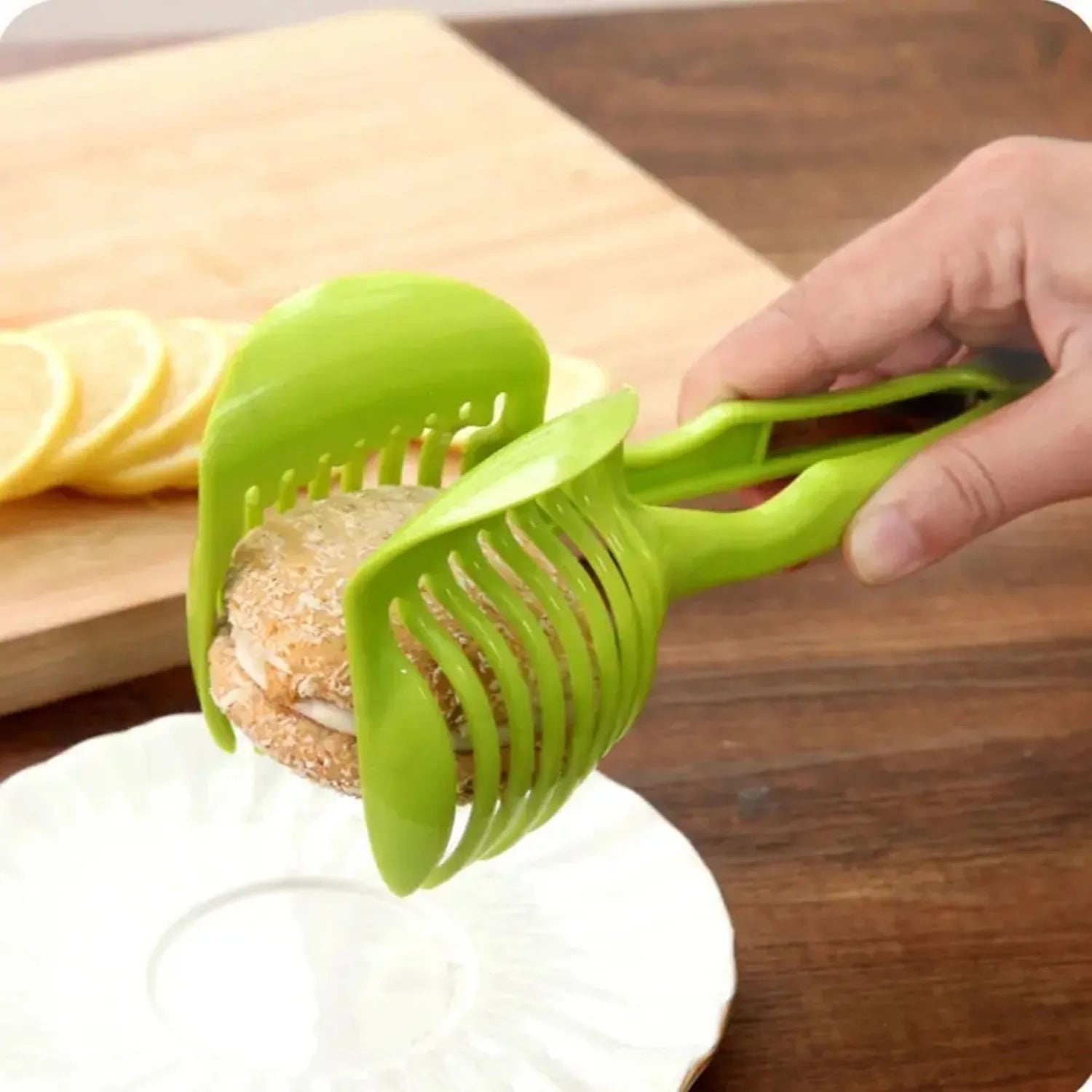 1Pcs Plastic Kitchen Handheld Potato Slicer Tomato Cutter Tool Lemon Cutting Cooking Kitchen Accessories